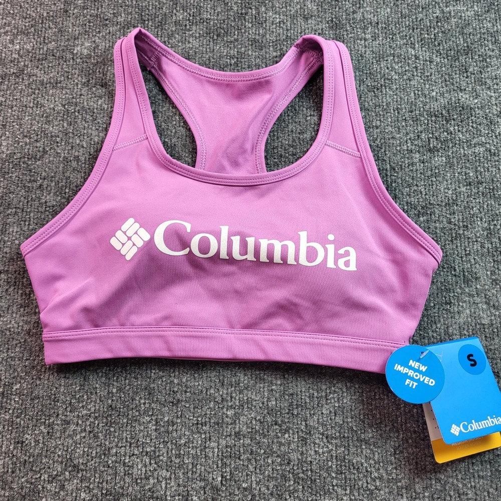 Columbia Sports Bra Womens Small Purple Medium Impact Racerback New